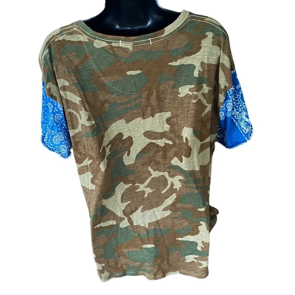 Free People We The Free Clarity Camouflage Bandana T Shirt Size Small